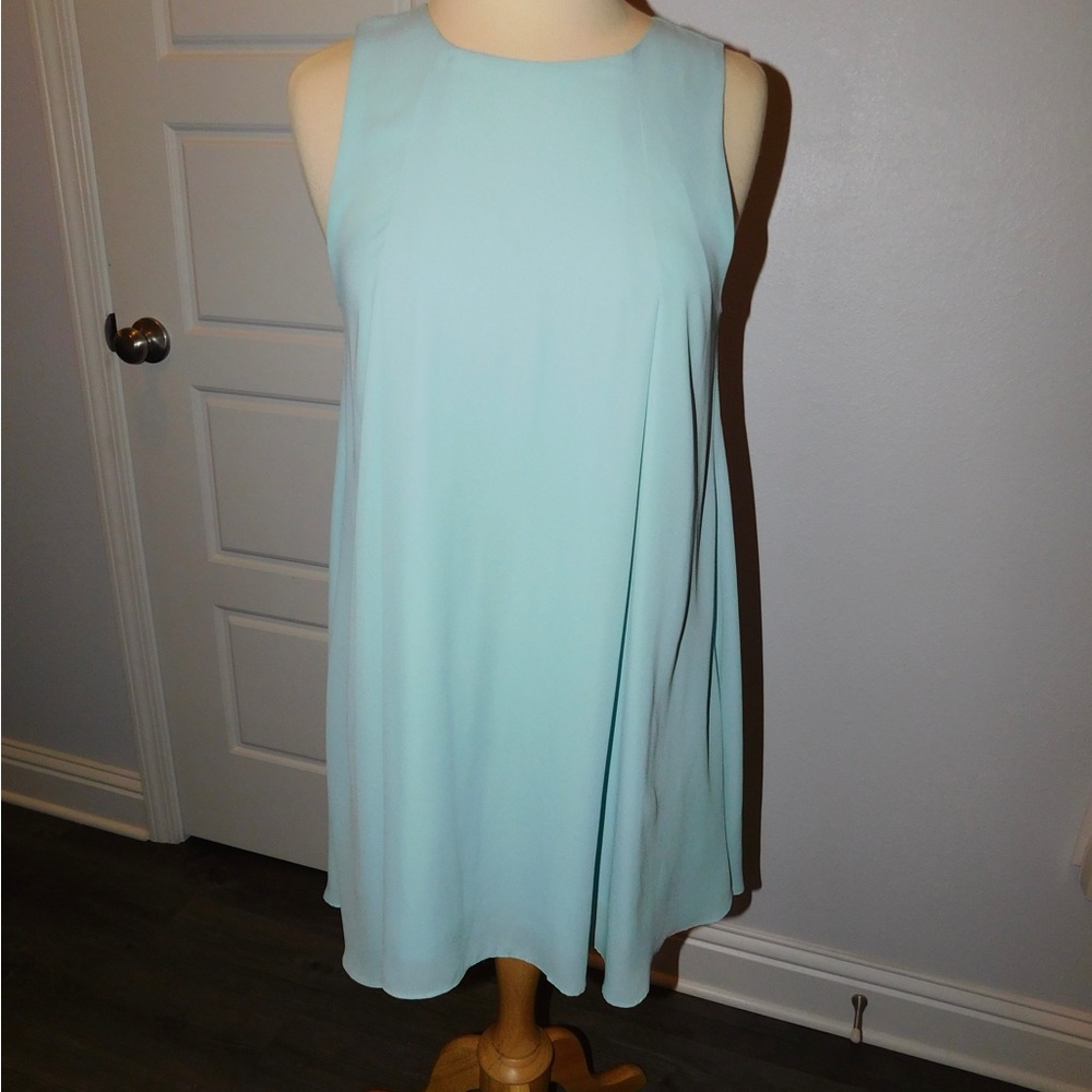 Solemio light blue shift chiffon dress